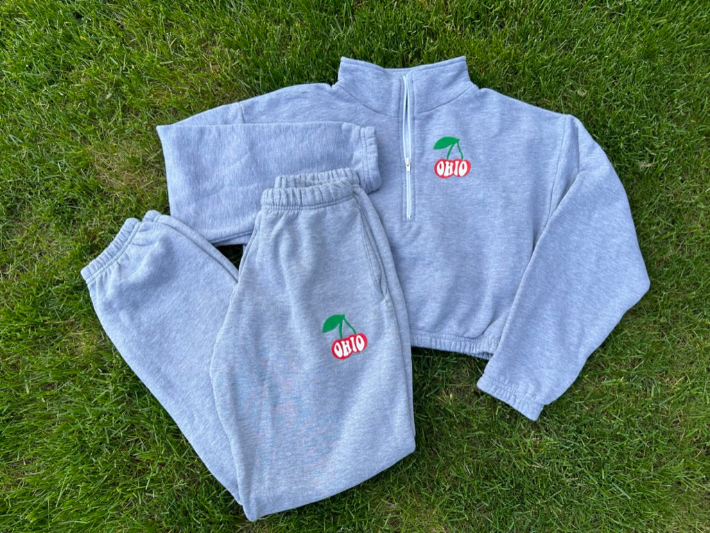 Ohio Cherries Crop Half Zip Sweatshirt