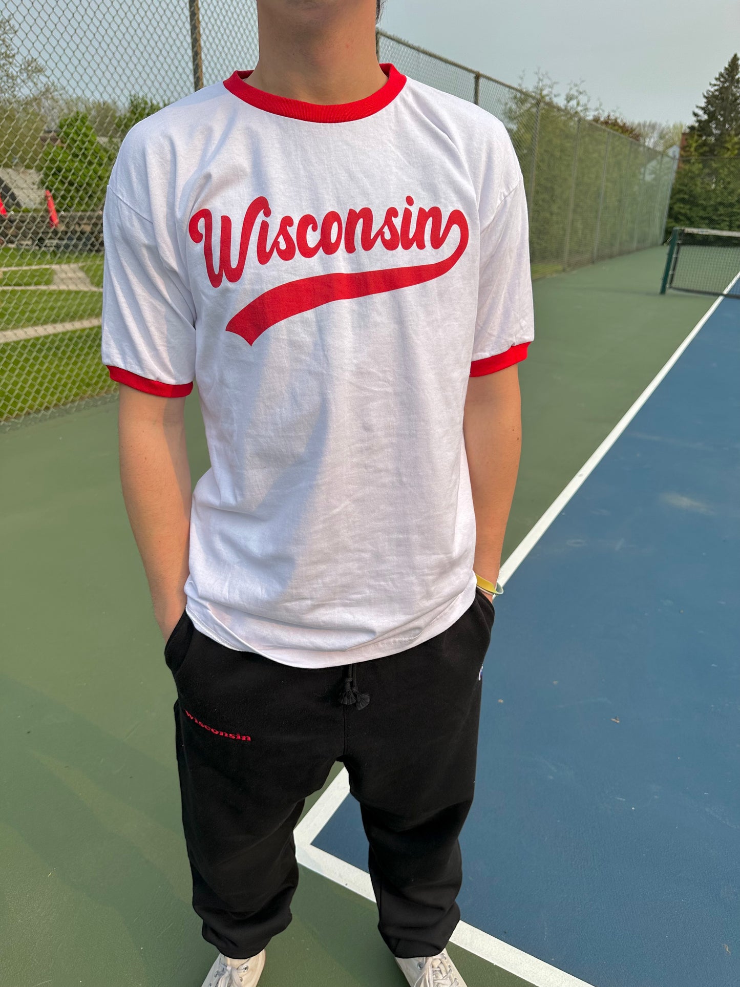 Wisconsin Swoosh Ringer Tee