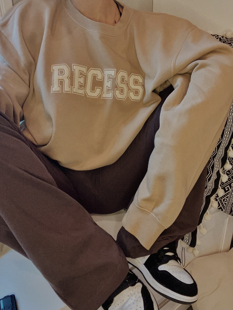 Recess Tan Tone Puff Print Crew