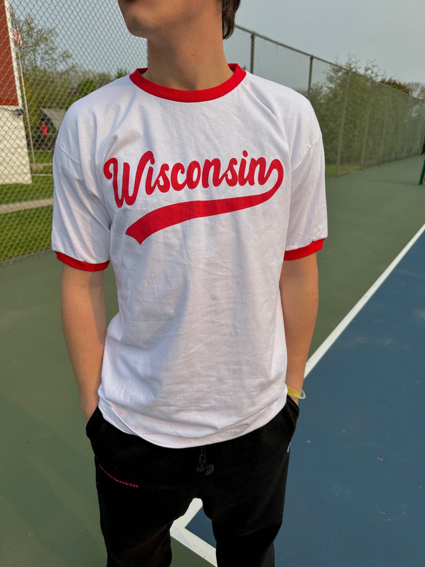 Wisconsin Swoosh Ringer Tee