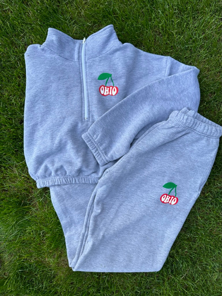 Ohio Cherries Crop Half Zip Sweatshirt