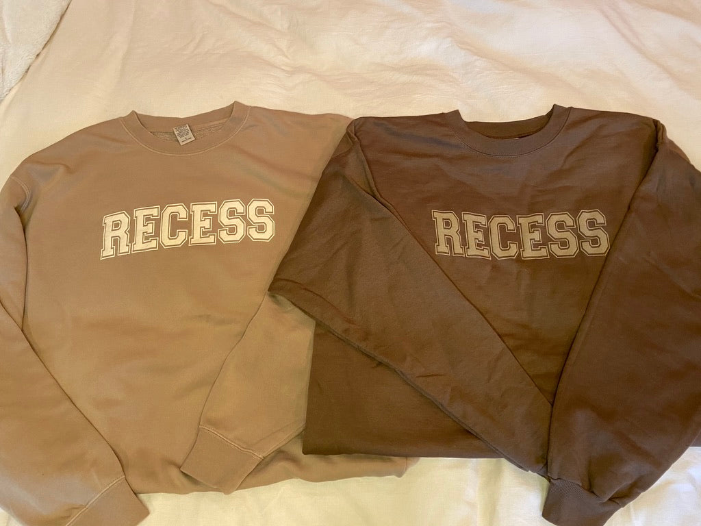 Recess Tan Tone Puff Print Crew