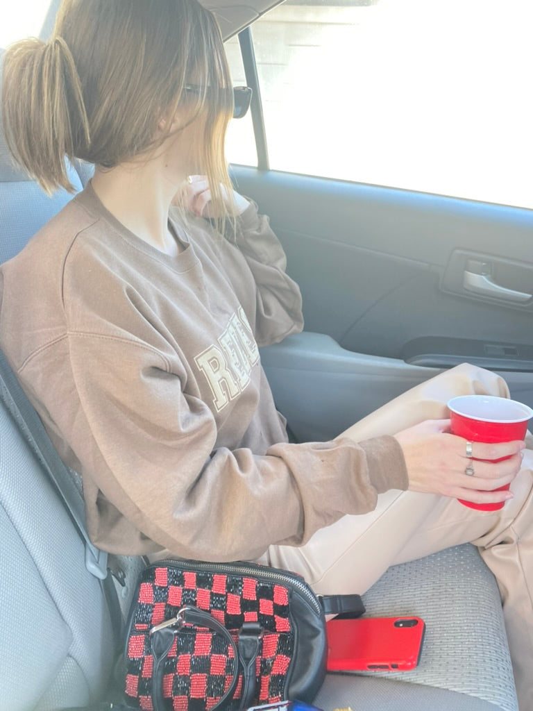 Recess Tan Tone Puff Print Crew