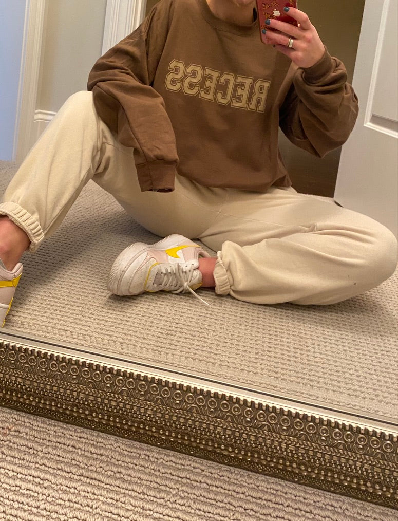 Recess Tan Tone Puff Print Crew