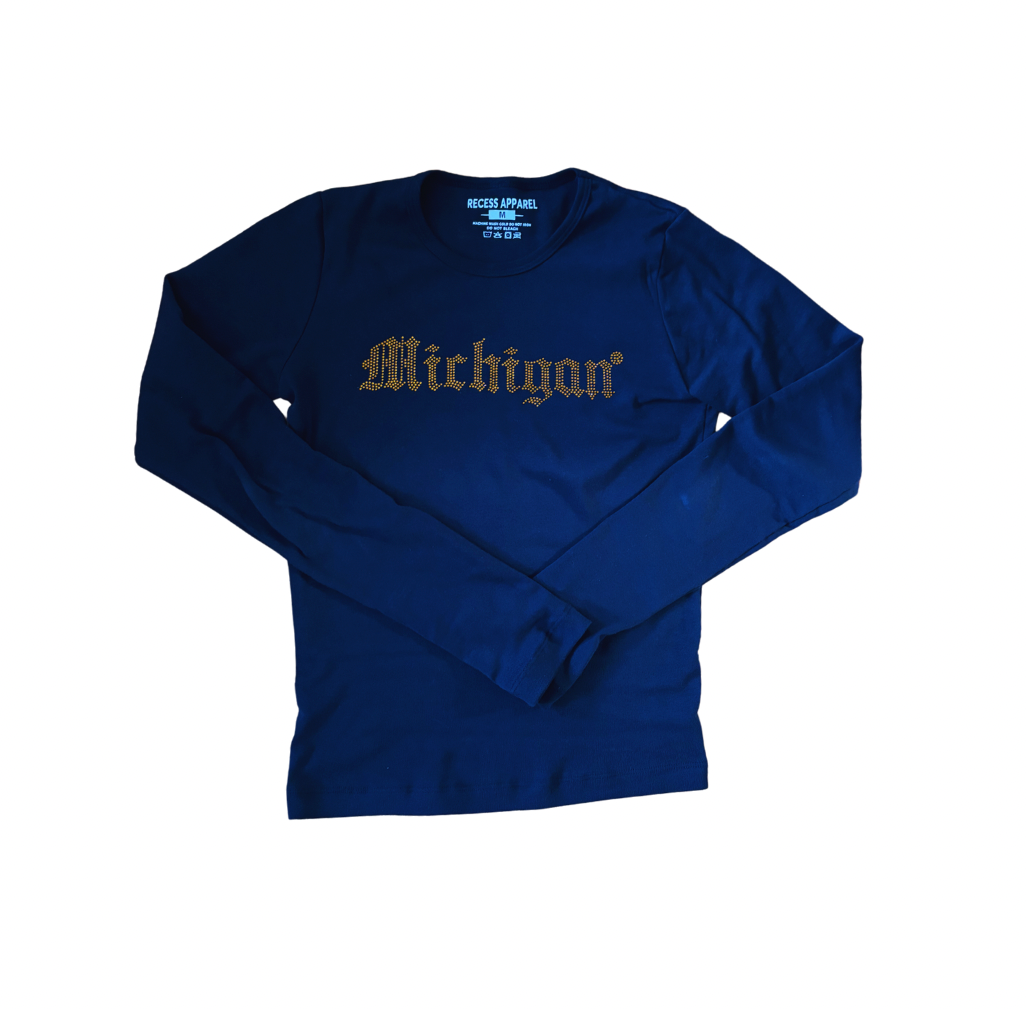 Michigan Rhinestone Freshman Long Sleeve