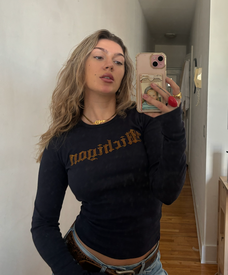 Michigan Rhinestone Freshman Long Sleeve