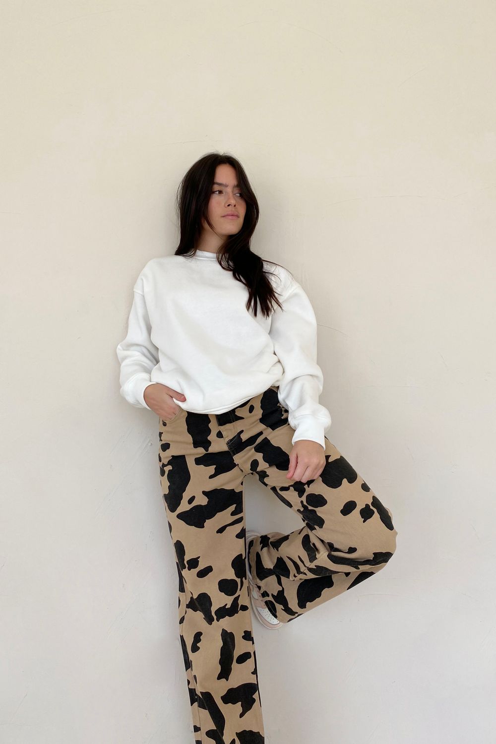 Tan Cow Print Jeans