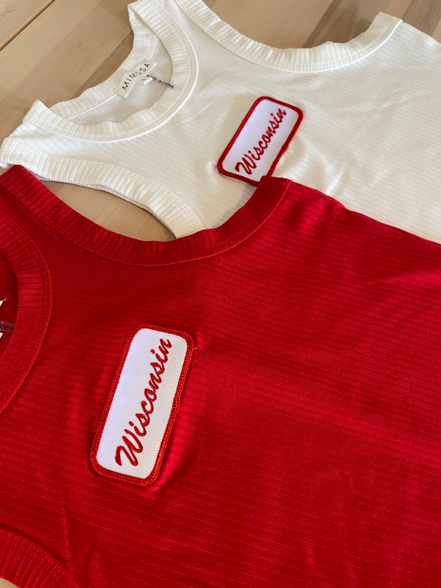 Wisconsin Name Plate High Neck Ribbed Tank