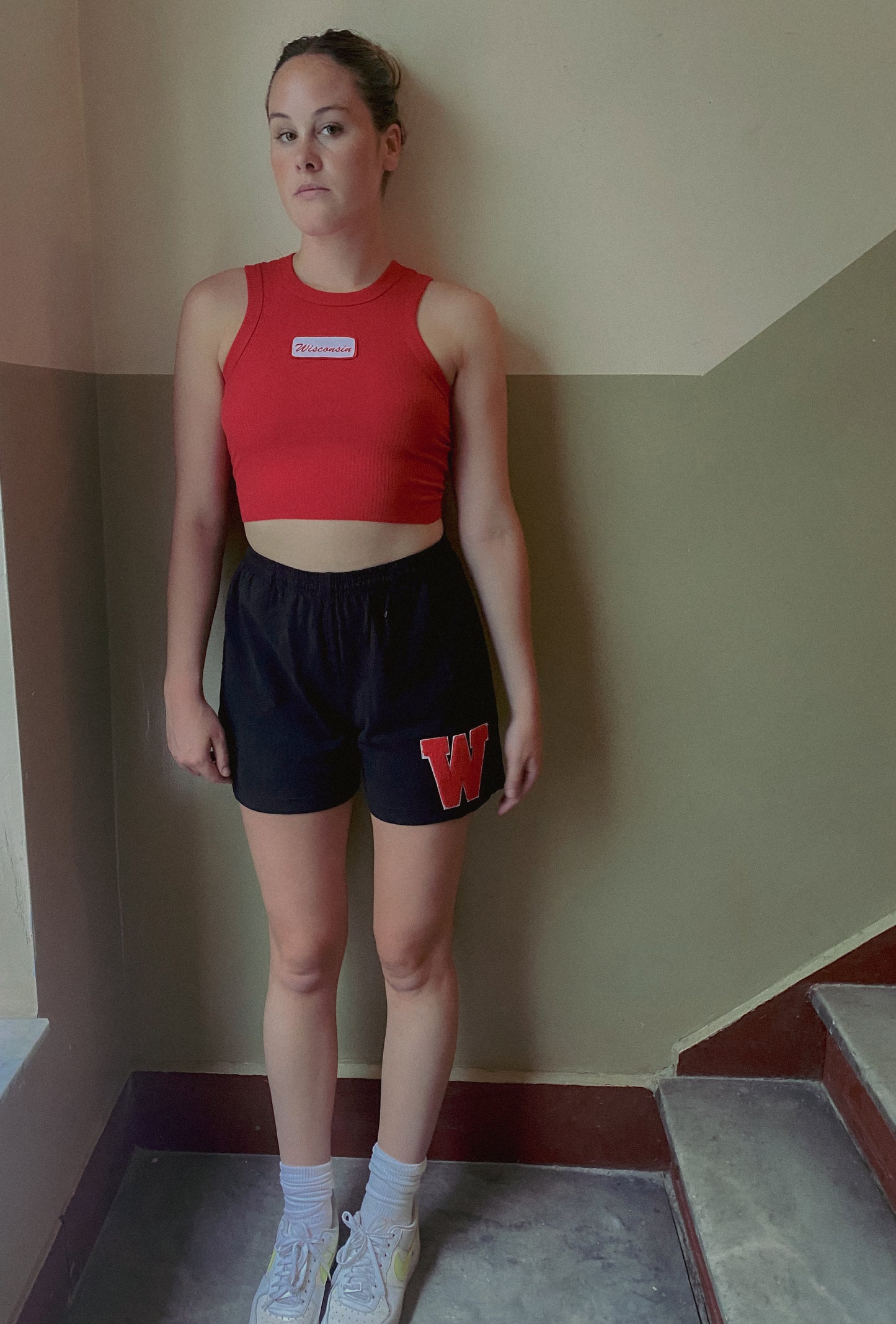 Wisconsin Name Plate High Neck Ribbed Tank