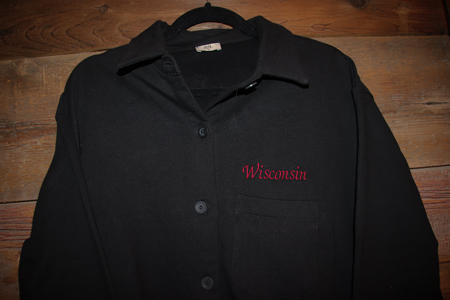 Wisconsin Embroidered Fleece Shacket