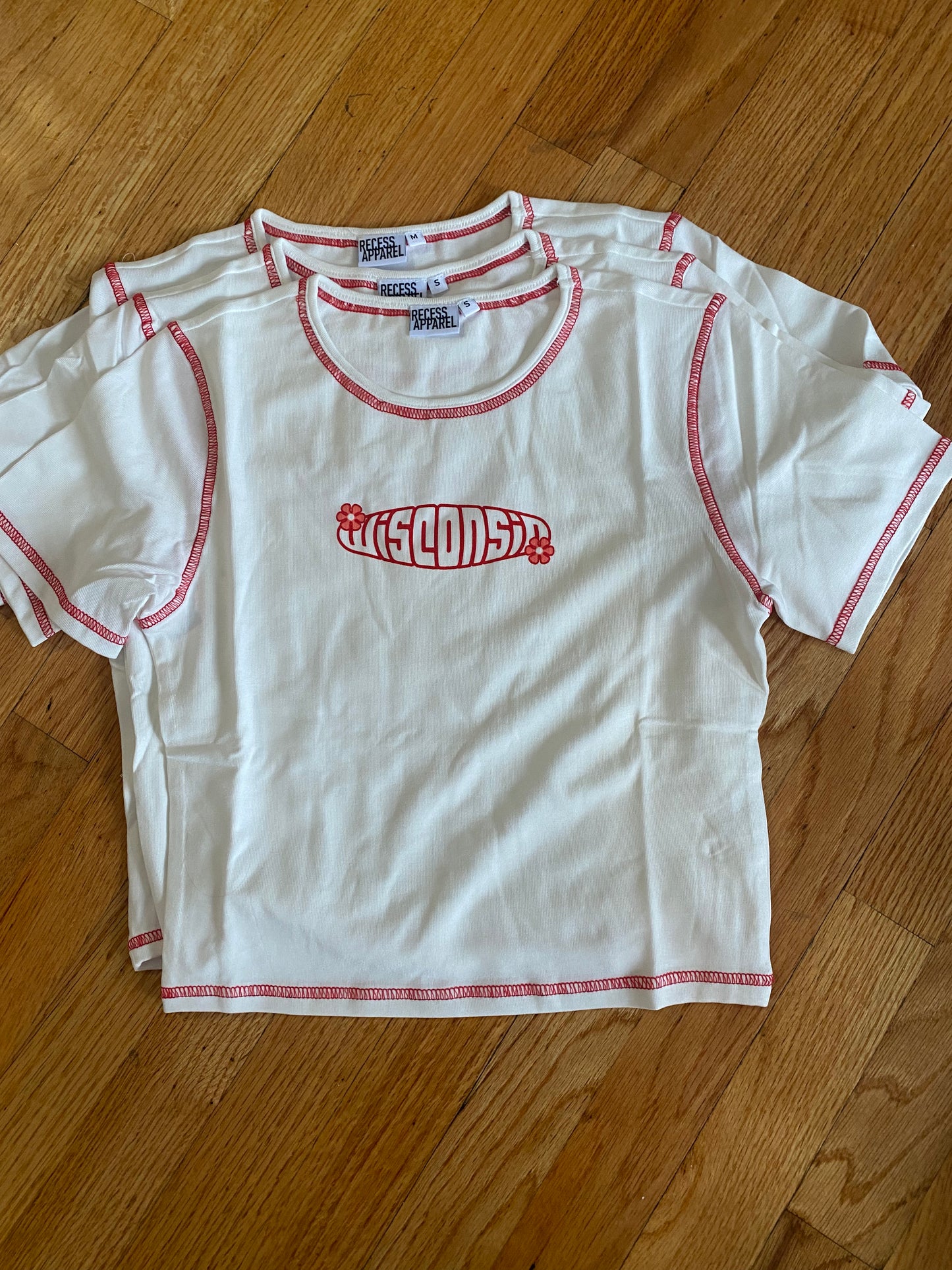 Wisconsin Flower Contrast Stitched Tee