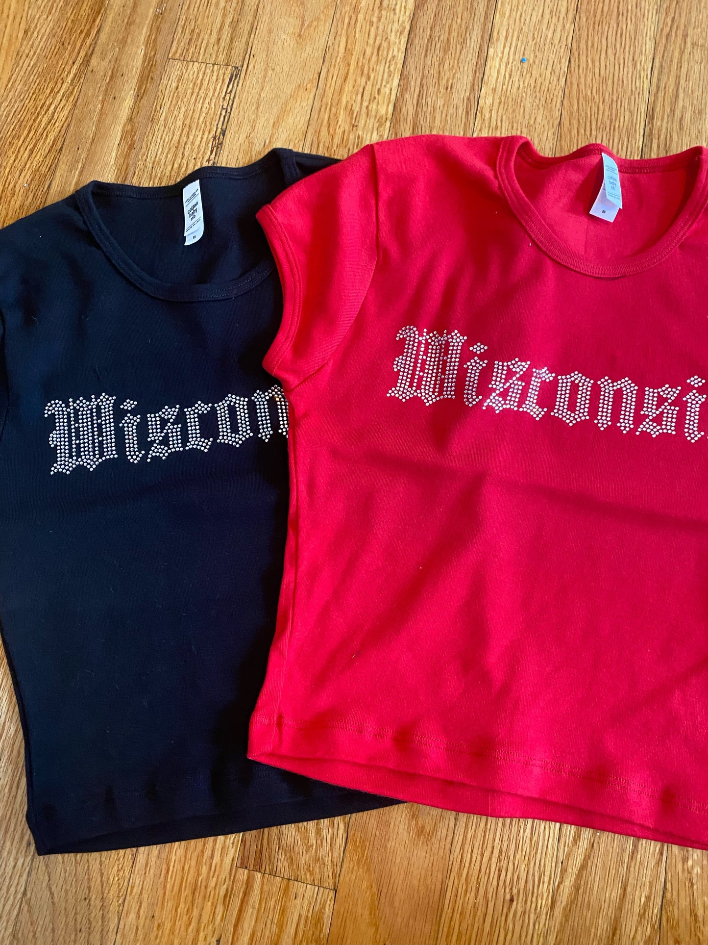 Wisconsin Rhinestone Baby Tee
