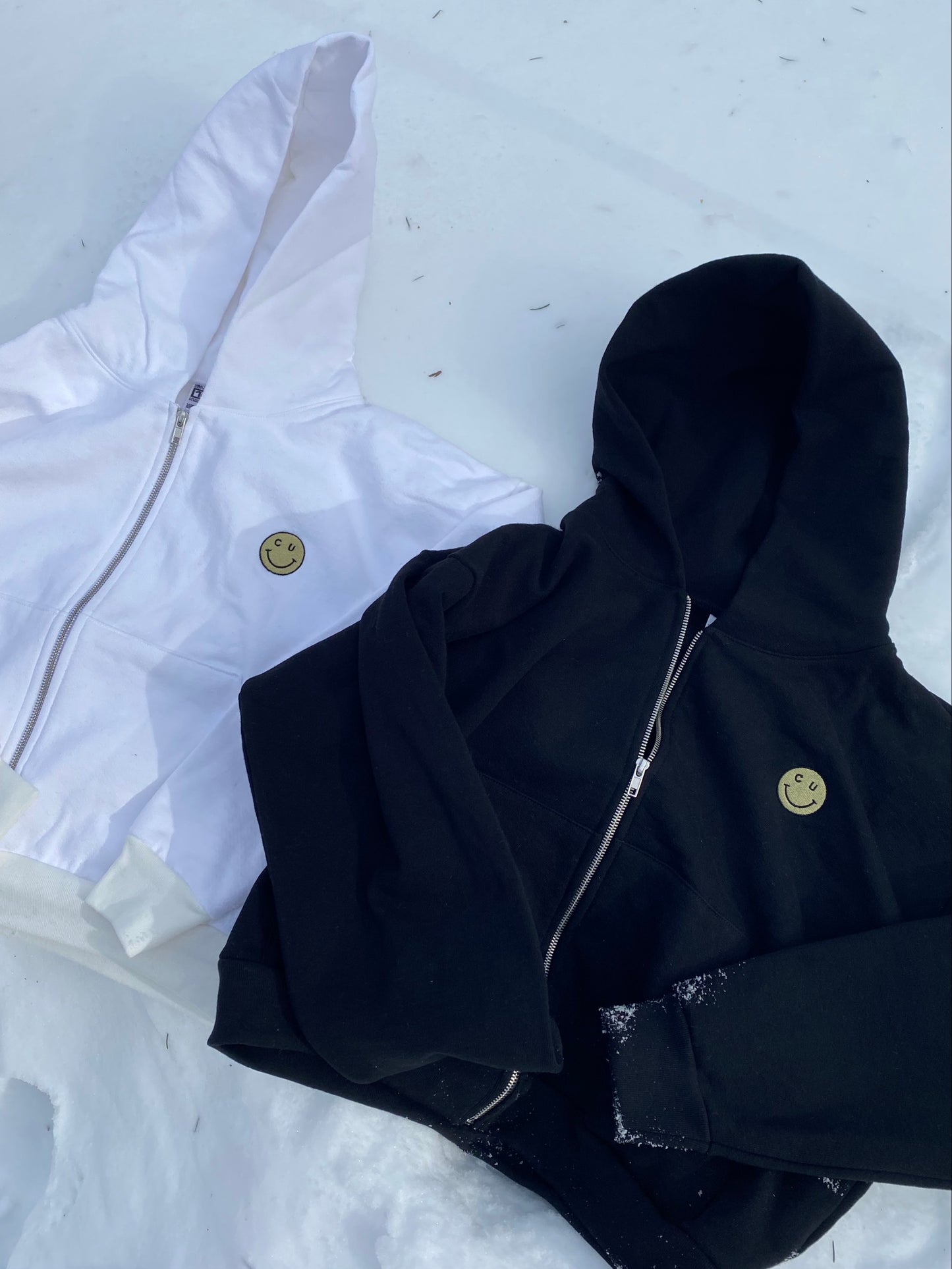 CU Smiley Cropped Oversized Zip Up - Recess Apparel LLC