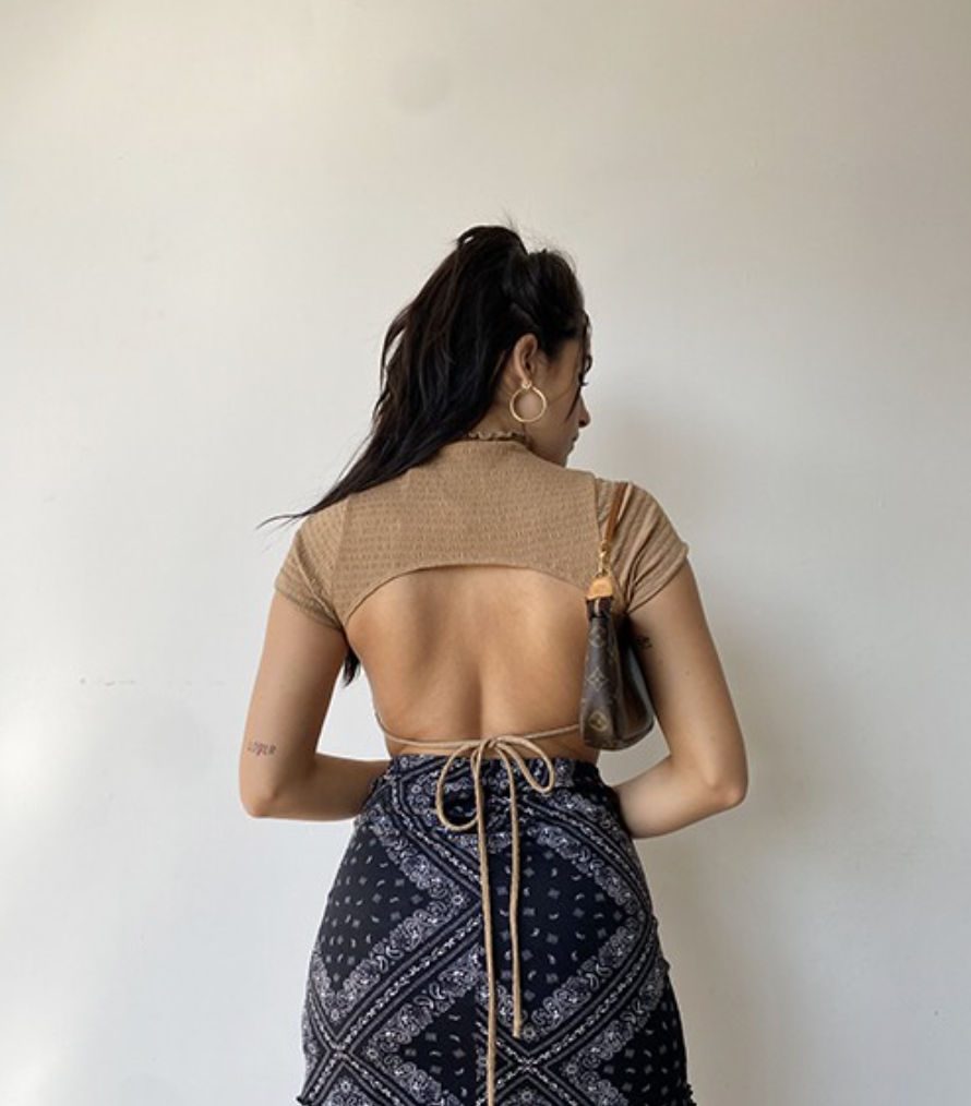 Ella Open Back Smocked Tee