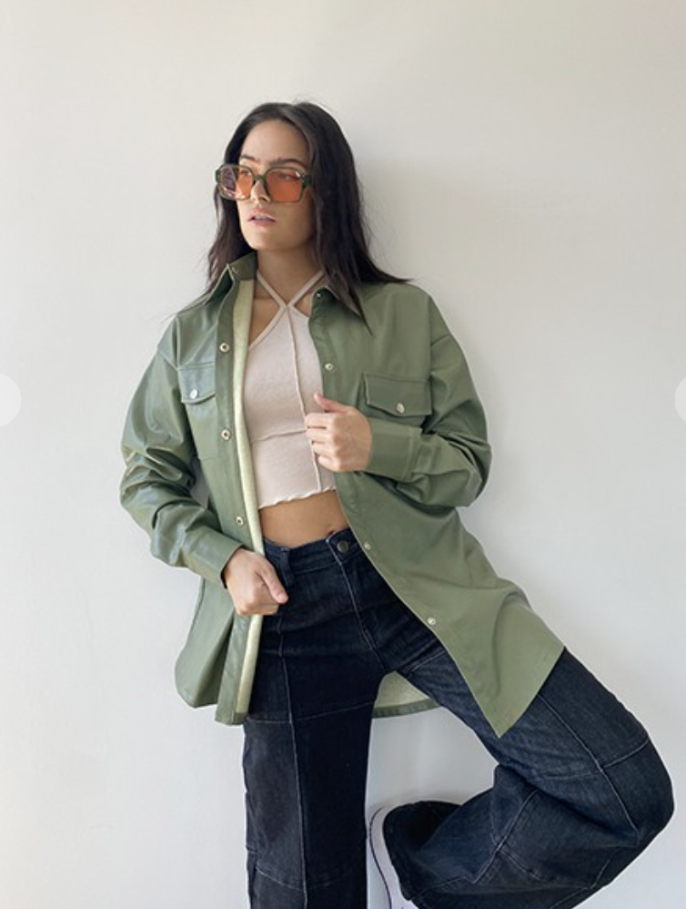 Falling For You Leather Shacket - Recess Apparel LLC
