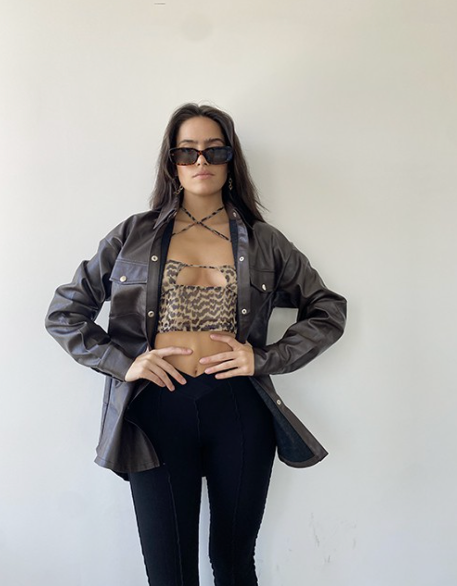 Falling For You Leather Shacket - Recess Apparel LLC