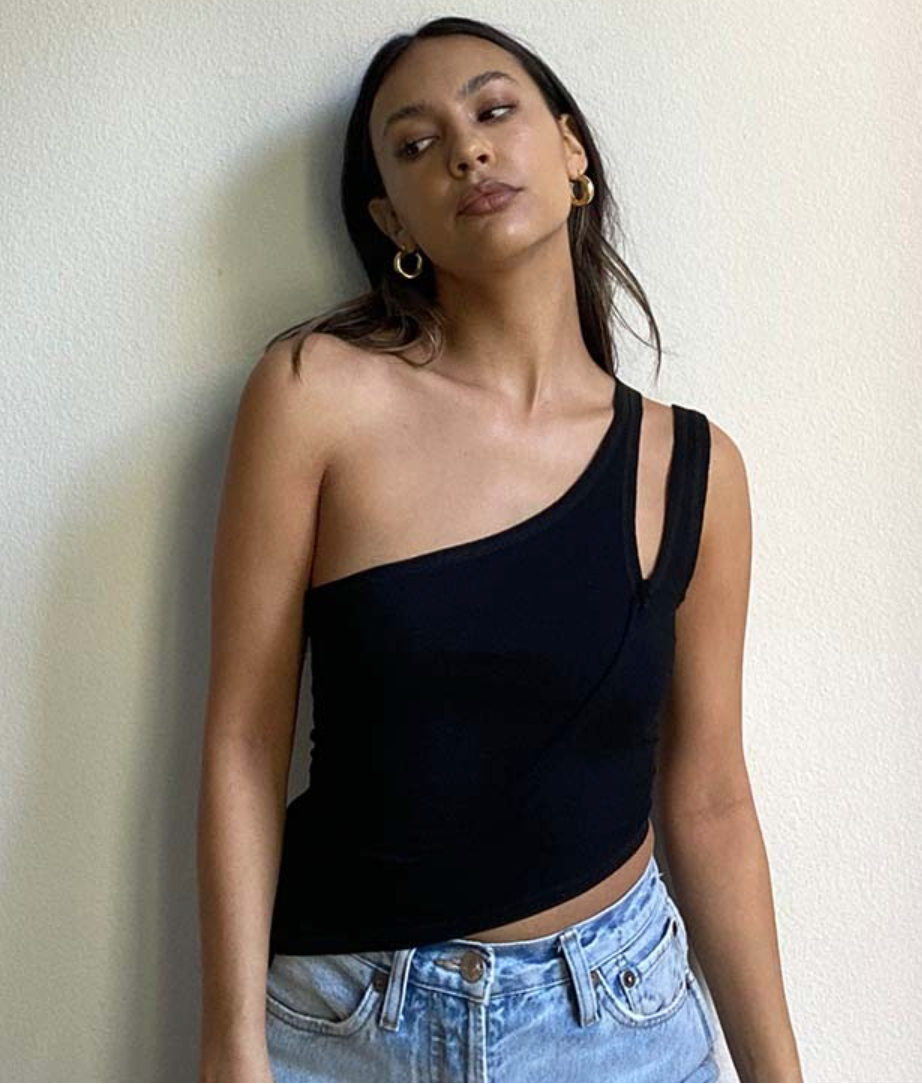 One shoulder tank top hot sale