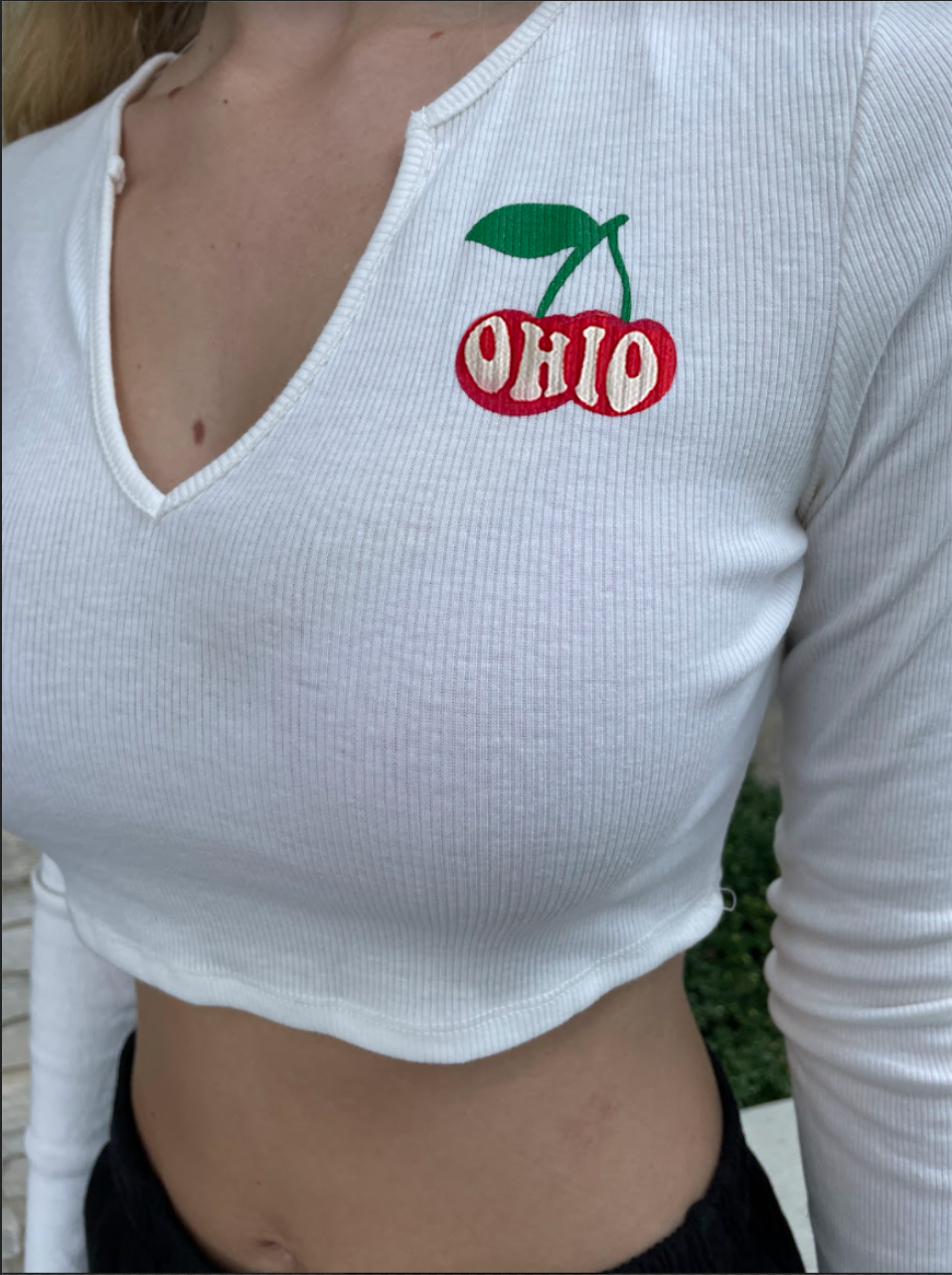 Ohio Cherries V Notch Long Sleeve