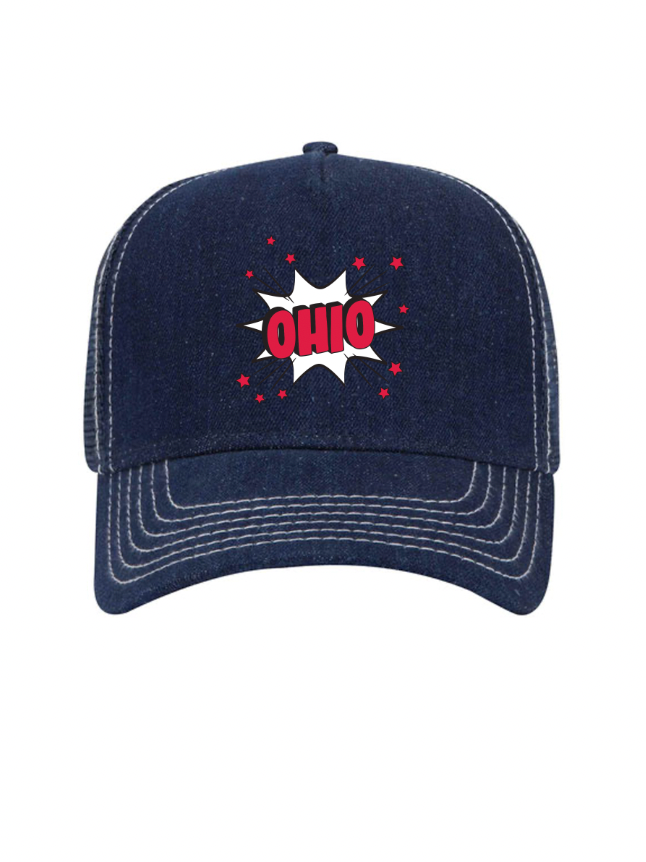 Ohio Burst Denim Trucker Hat