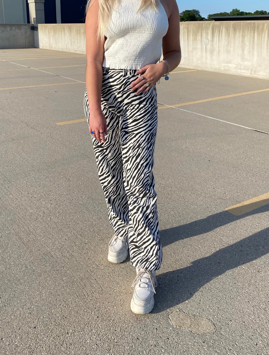 Zebra Printed Jeans