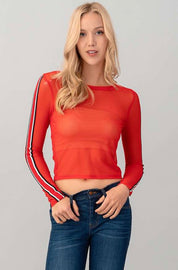 Mesh Racing Stripe Top - Recess Apparel LLC