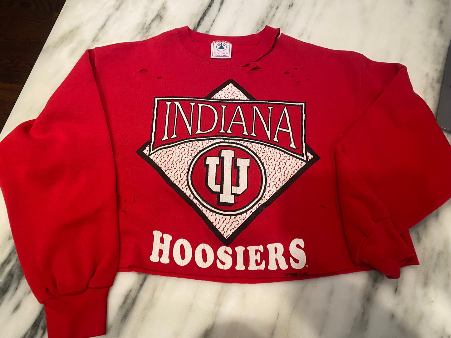 Vintage Distressed Cropped Crew