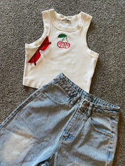 Ohio Cherries High Neck Ribbed Tank - Recess Apparel LLC