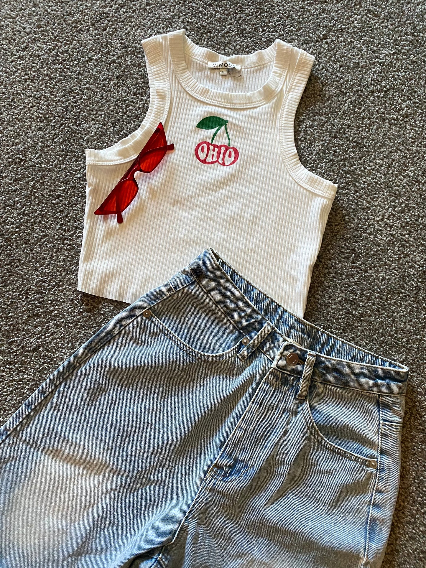 Ohio Cherries High Neck Ribbed Tank