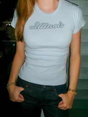 Illinois Script Rhinestone Heritage Tee