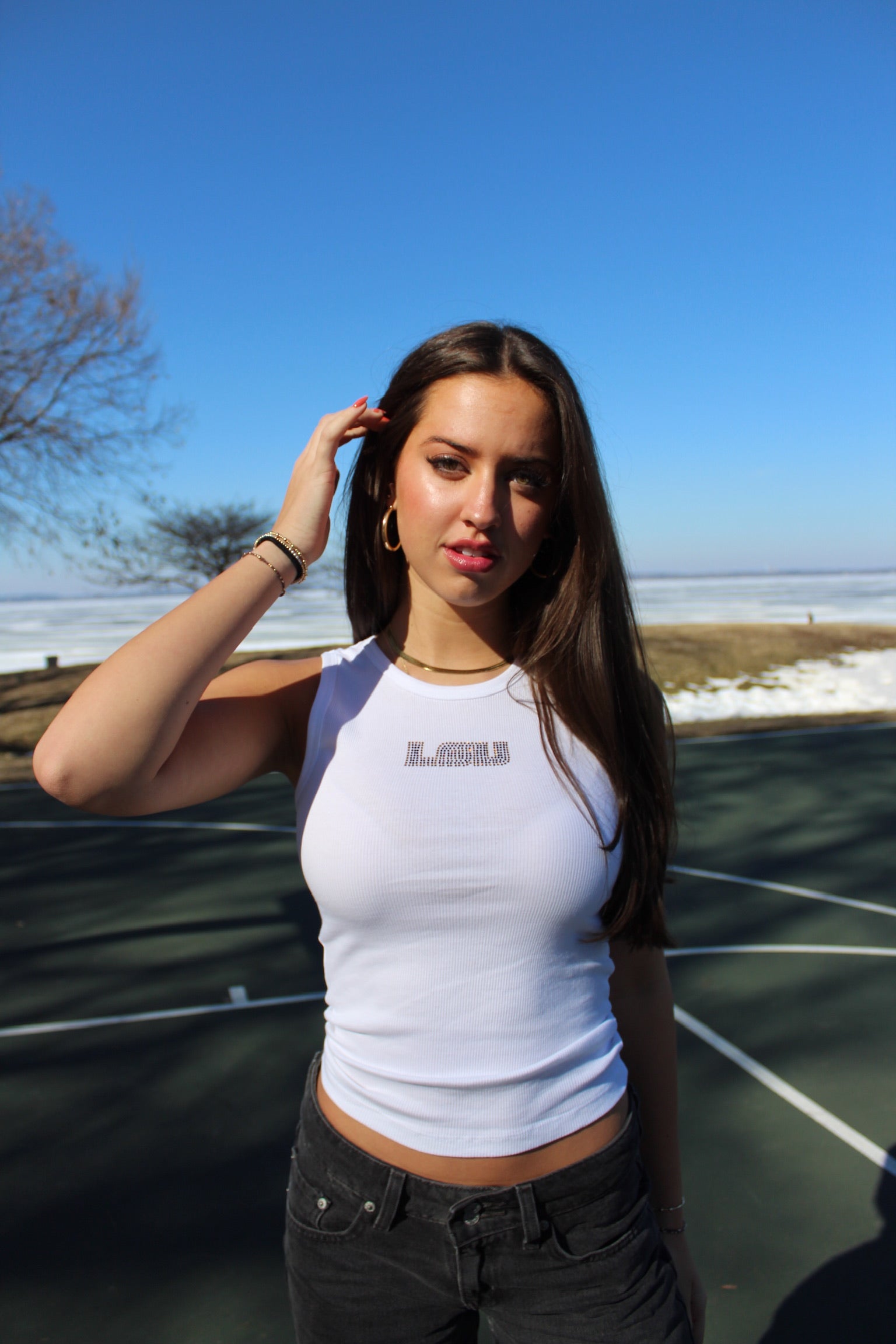 LSU Rhinestone Gym Tank