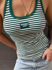 Michigan State Stripe Halter Top