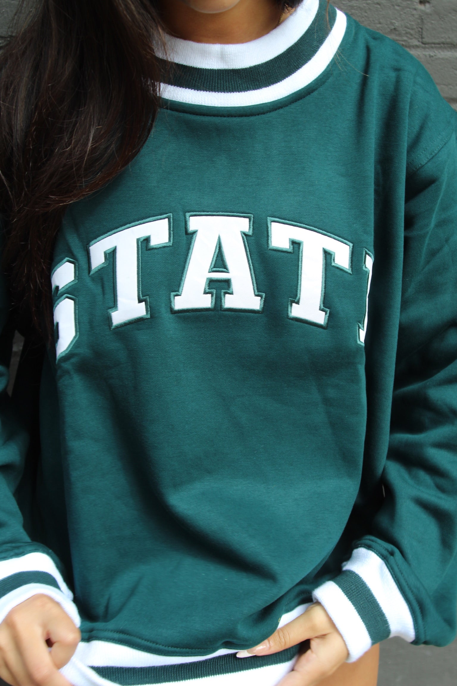 State Stripe Mock Neck
