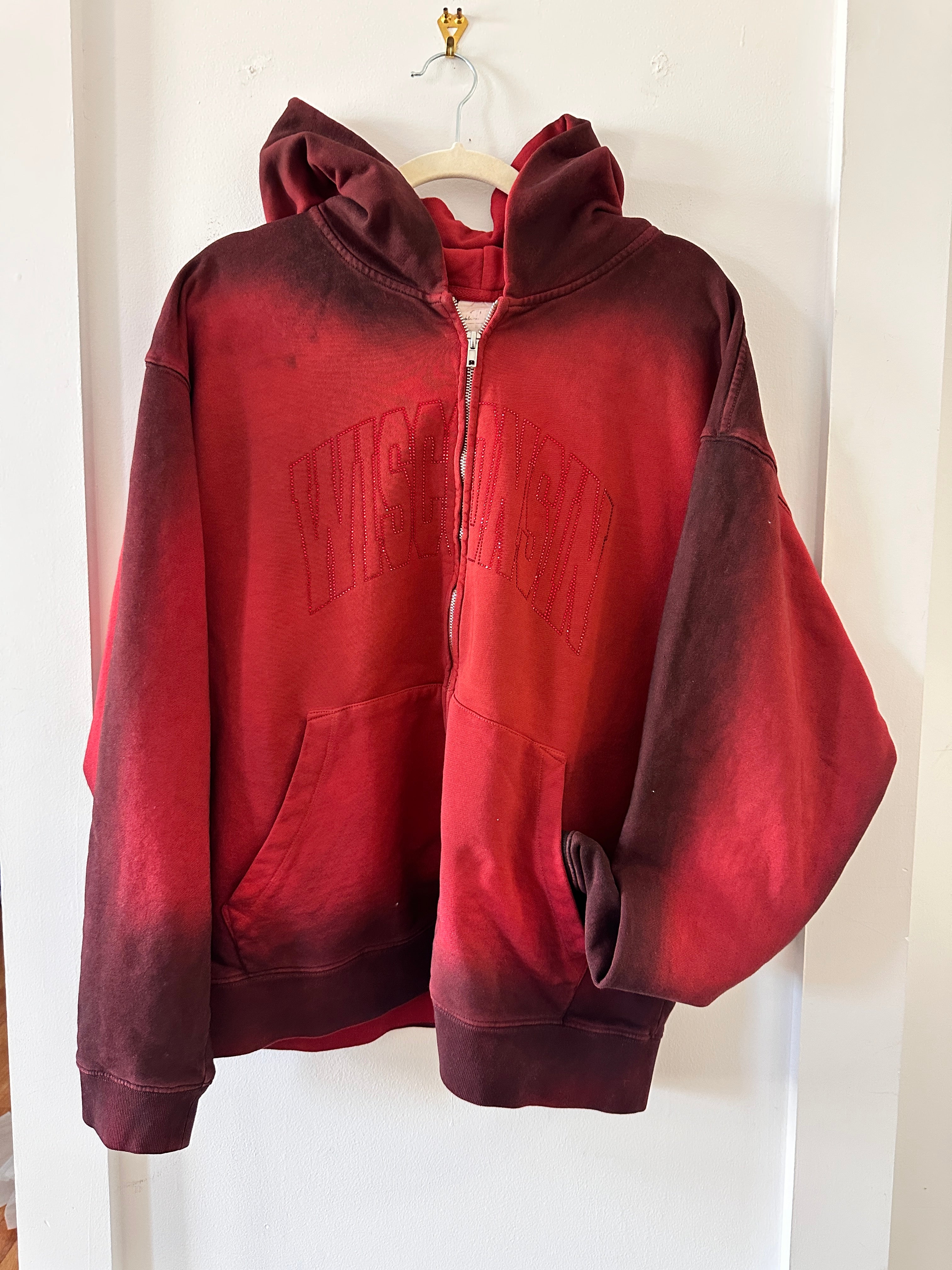 Wisconsin Rhinestone Ruby Full Zip
