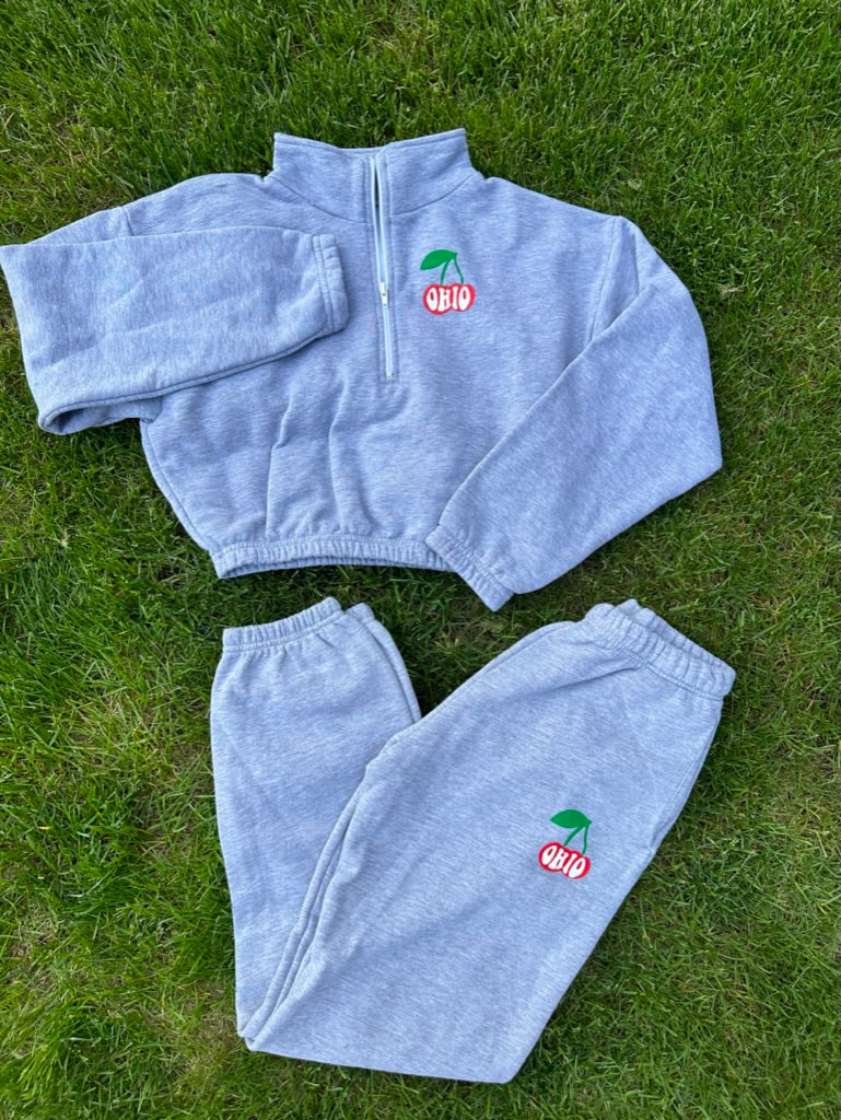 Ohio Cherries Crop Half Zip Sweatshirt - Recess Apparel LLC
