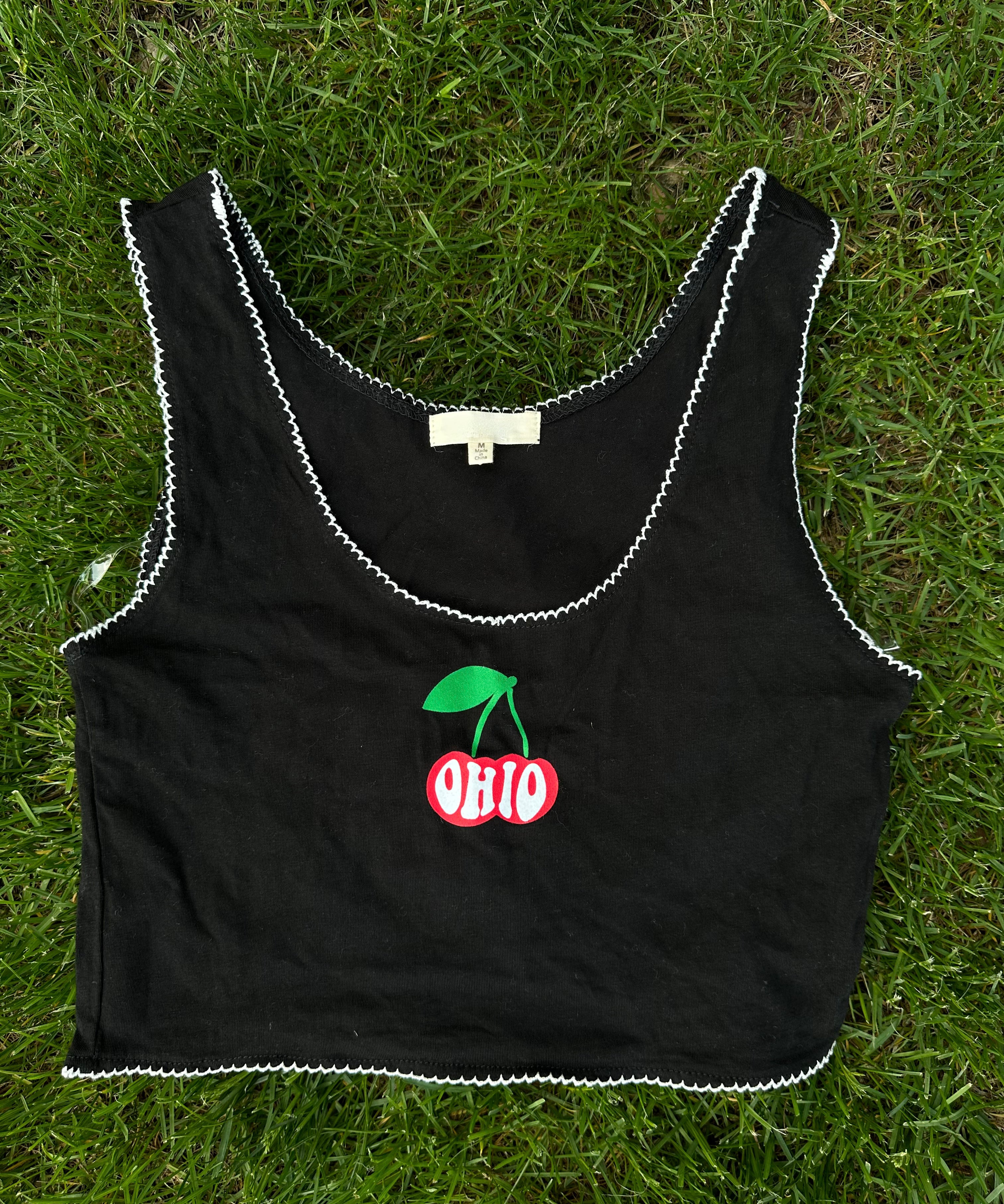 Ohio Cherries Scallop Trim Tank - Recess Apparel LLC