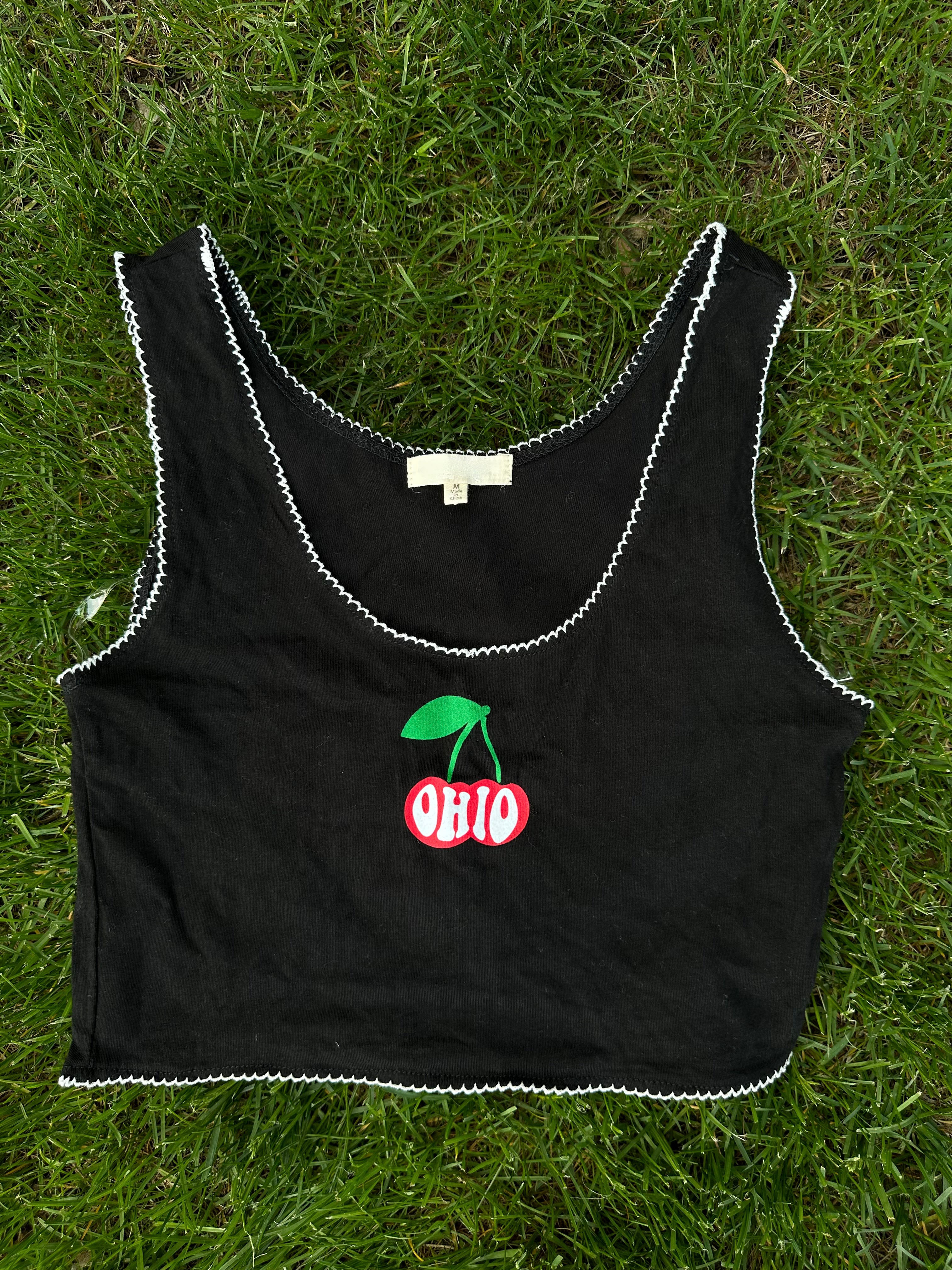 Ohio Cherries Scallop Trim Tank - Recess Apparel LLC