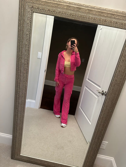 Pink Terry Wisconsin Cargo Track Pants