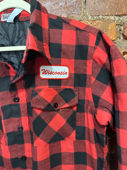Wisconsin Name Plate Quilted Plaid Jacket