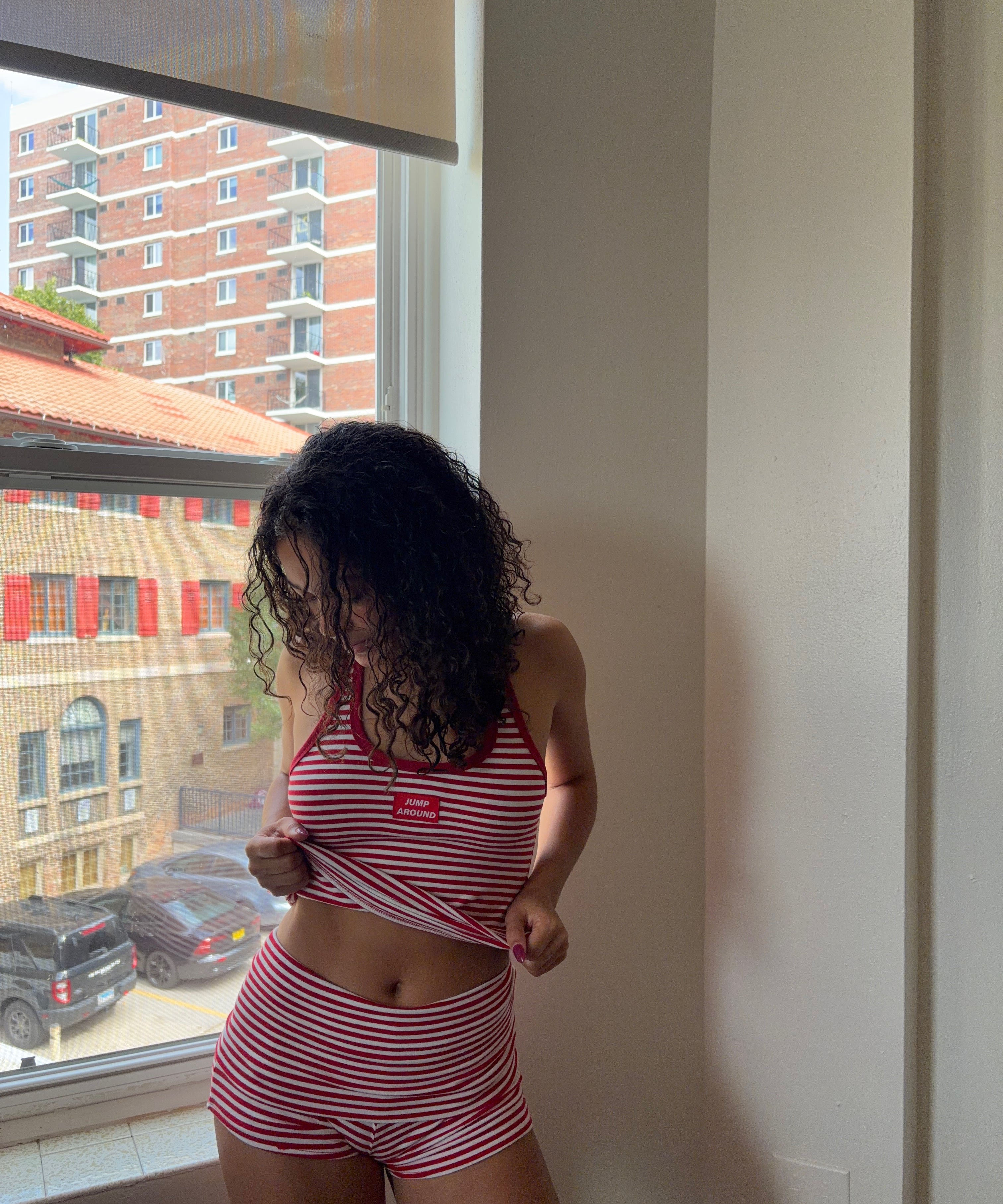 Stripe Foldover Mini Shorts
