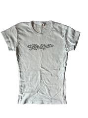 Michigan Script Rhinestone Heritage Tee