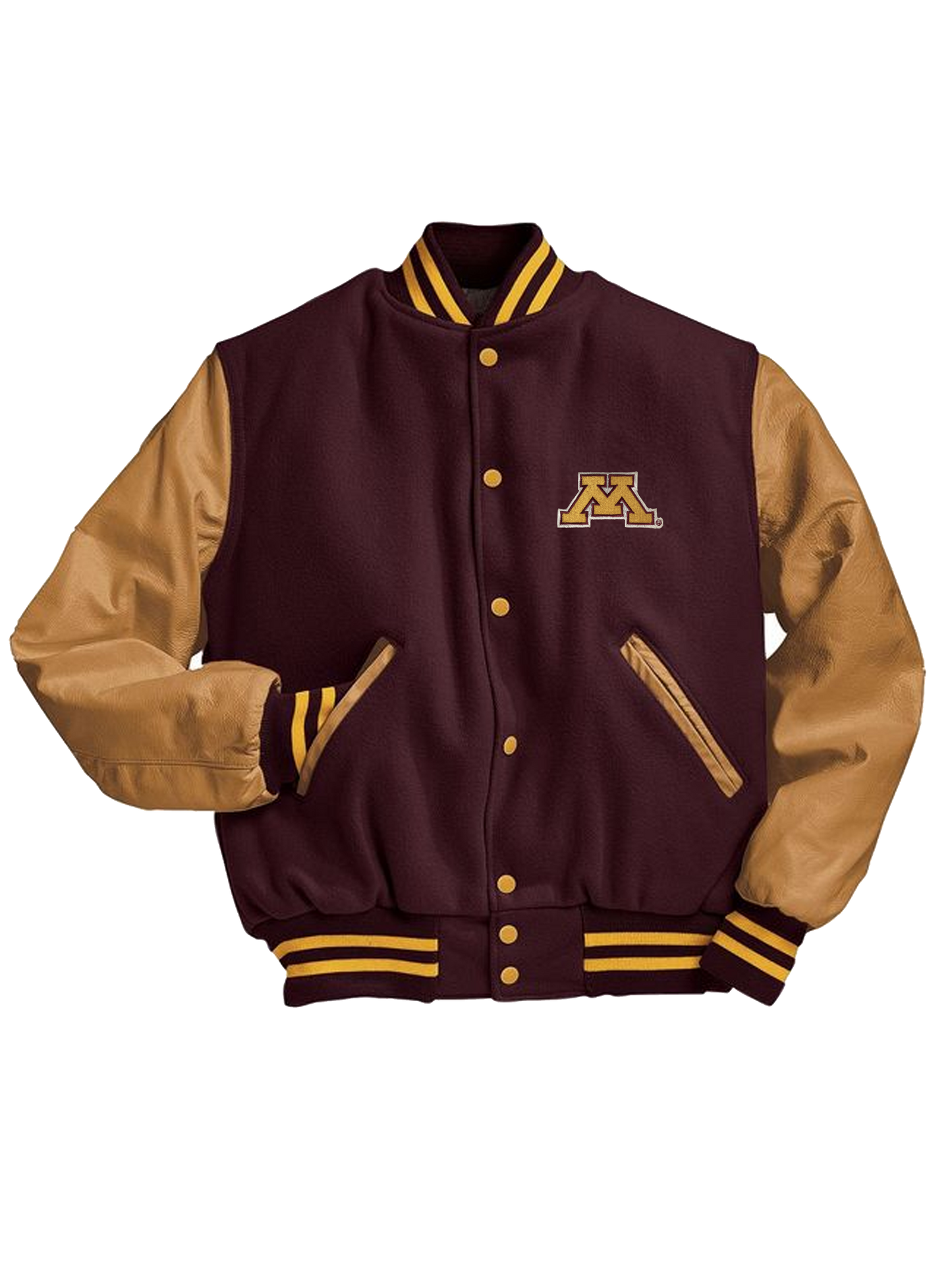 Maroon and gold letterman 2025 jacket