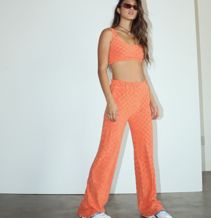 Checkered Terry Knit Pants