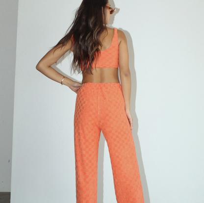 Checkered Terry Knit Pants
