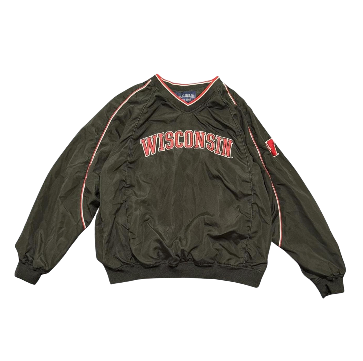 Vintage Wisconsin Black Windbreaker