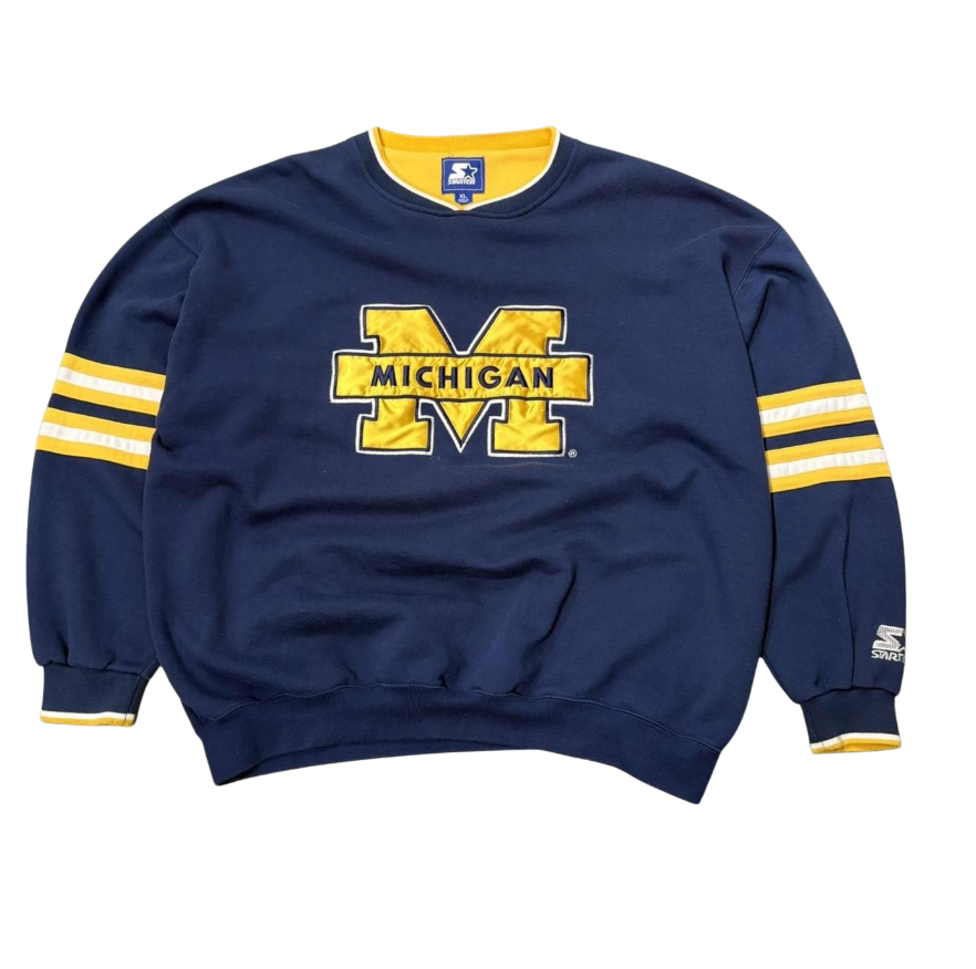 Vintage Michigan Stripe Sleeve Crew