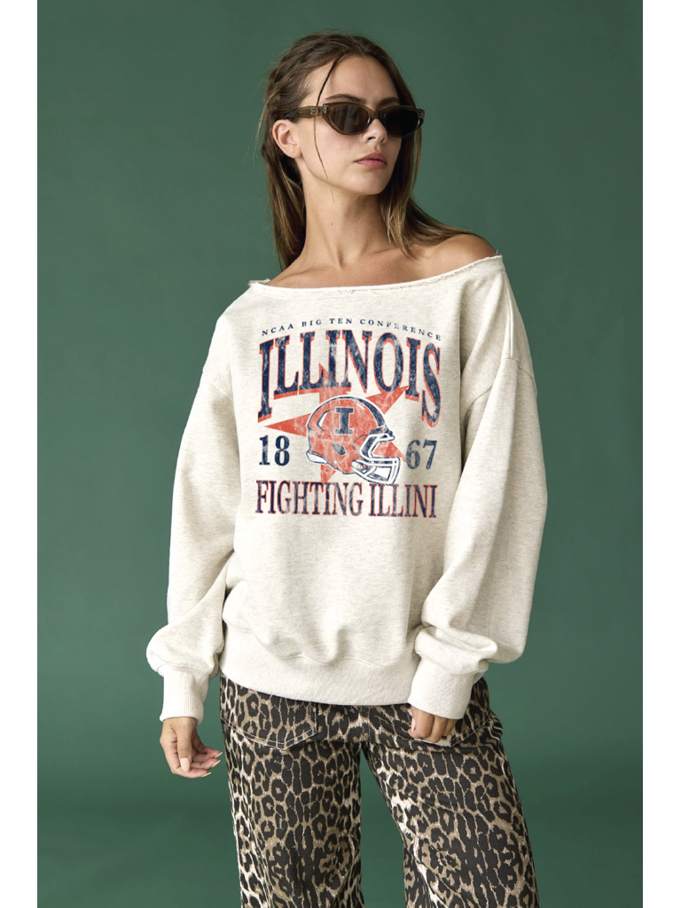 Illinois Football Off Shoulder Crew