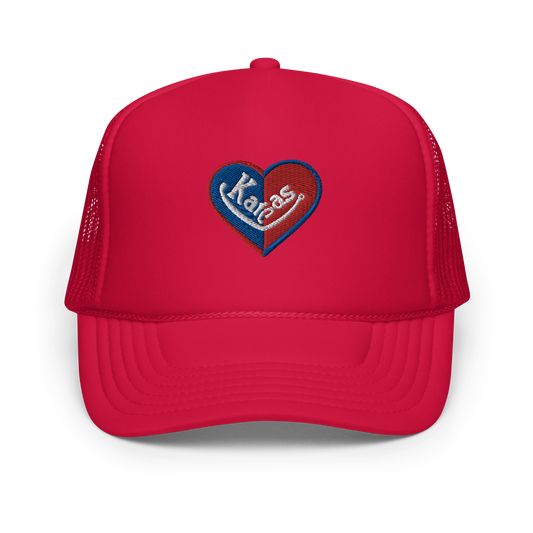 Kansas Split Heart Trucker Hat
