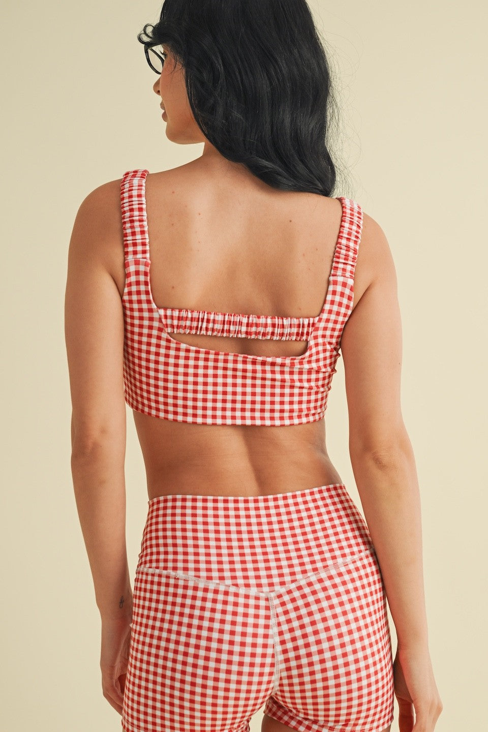 W Gingham Ruched Bra Top