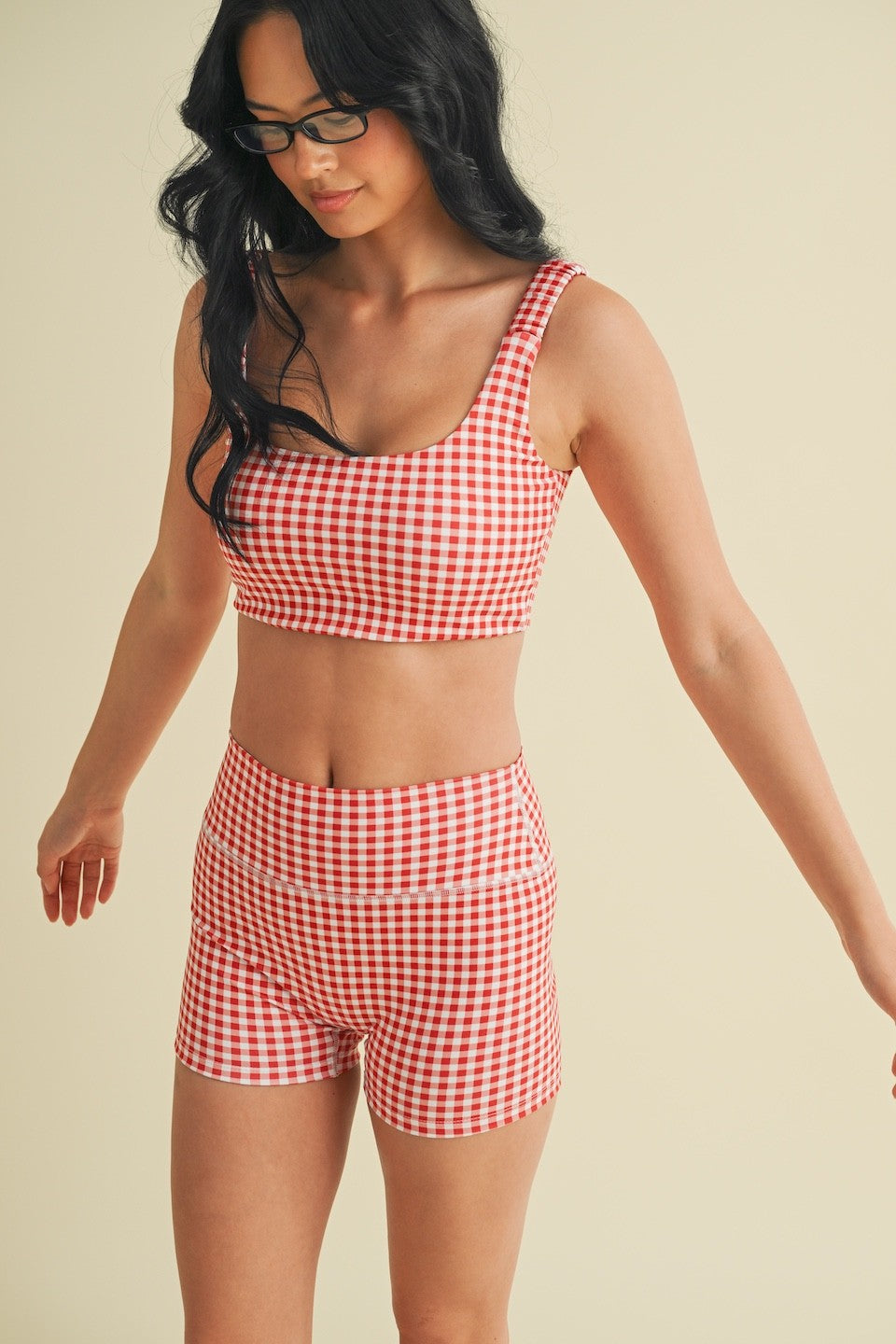 Red Gingham Biker Shorts