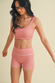 Red Gingham Biker Shorts